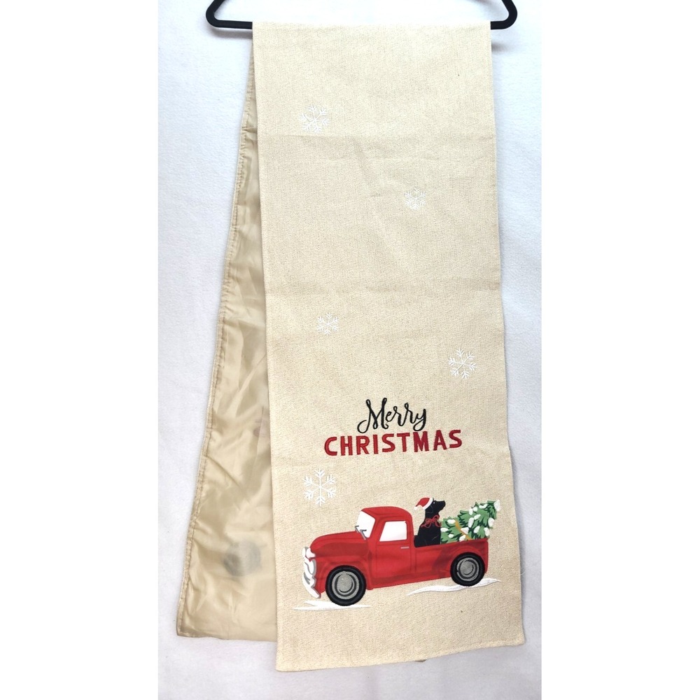 Farmhouse Christmas Red Plaid Truck W/Red‎ Buffalo Trim Table Runner 13in X 68in